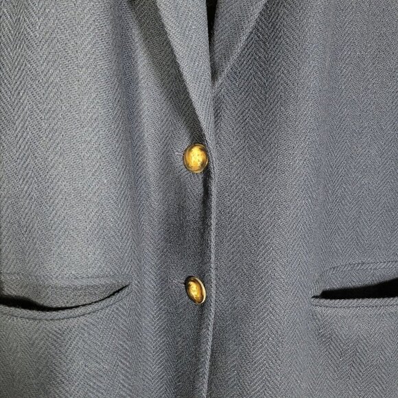Lands End Women's 100% Wool Navy Two Button Blazer Made in USA Size 14 - Picture 2 of 10